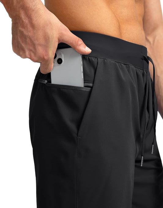 Soothfeel Men's Running Shorts with Zipper Pockets 9"/ 7"/ 5" Quick Dry Eight Basketball Gym Workout Athletic Shorts