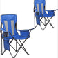 2 Pack Outdoor Camping Chairs Folding/Foldable/Portable with Cooler Pouch, Mesh Backrest and Cup Holder Pocket (Blue, 2 Pack)