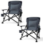 Oversized Folding Camping Chair, for Adults Heavy Duty Lawn Chair with Side Pockets, Portable Collapsible Quad Chair for Outside, Support Up to 500lbs, Grey