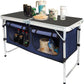 Outdoor Folding Table Aluminum Lightweight Height Adjustable with Storage Organizer for BBQ, Party, Camping