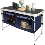 Outdoor Folding Table Aluminum Lightweight Height Adjustable with Storage Organizer for BBQ, Party, Camping