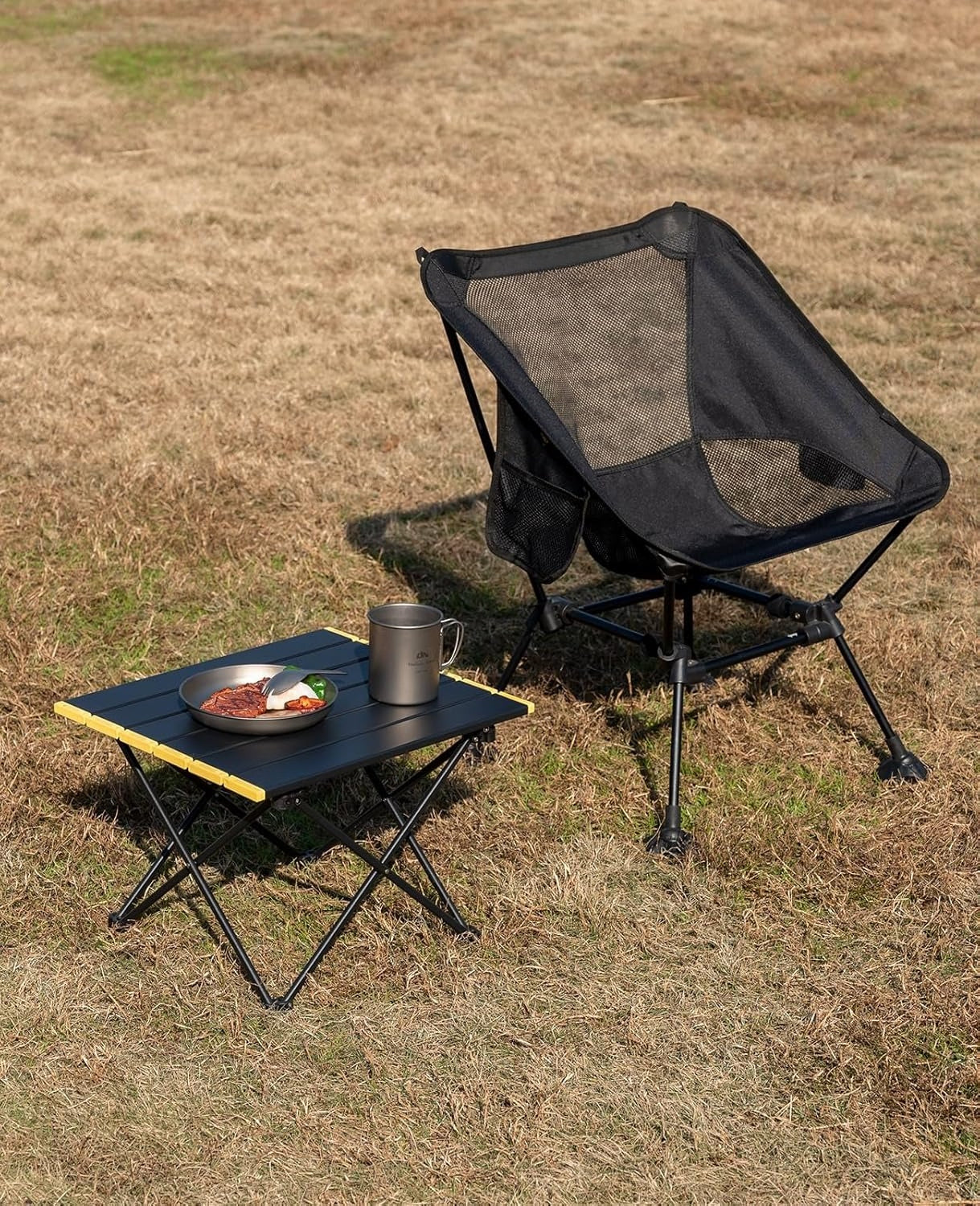 Ultralight Compact Camping Folding Table with Carry Bag (Black - S)