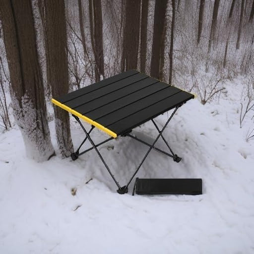 Ultralight Compact Camping Folding Table with Carry Bag (Black - S)