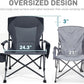 Oversized Folding Camping Chair, for Adults Heavy Duty Lawn Chair with Side Pockets, Portable Collapsible Quad Chair for Outside, Support Up to 500lbs, Grey