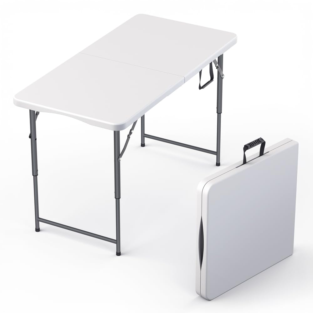 6 Feet Foldable Table with Built in Handle & Steel Legs | 6FT Heavy Duty Folding Portable | Perfect for Party, Dining, Wedding, Events, Picnic Indoor, Outdoor, Camping, Utility, Folding - 6 Foot