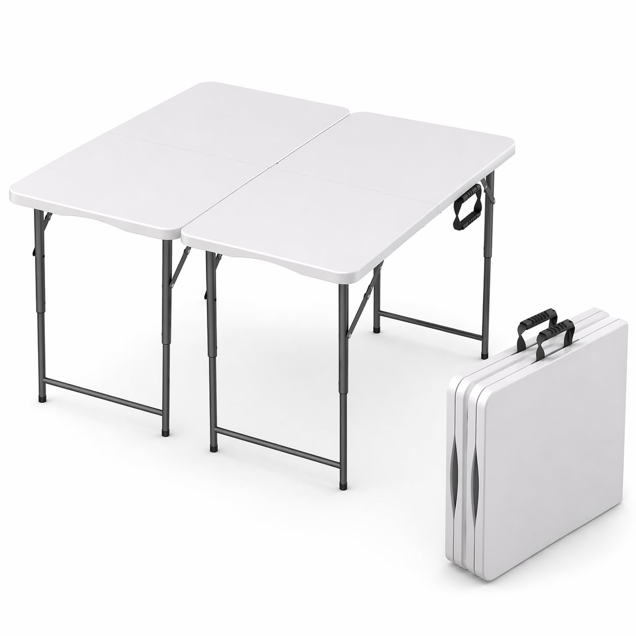 6 Feet Foldable Table with Built in Handle & Steel Legs | 6FT Heavy Duty Folding Portable | Perfect for Party, Dining, Wedding, Events, Picnic Indoor, Outdoor, Camping, Utility, Folding - 6 Foot