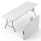 6 Feet Foldable Table with Built in Handle & Steel Legs | 6FT Heavy Duty Folding Portable | Perfect for Party, Dining, Wedding, Events, Picnic Indoor, Outdoor, Camping, Utility, Folding - 6 Foot