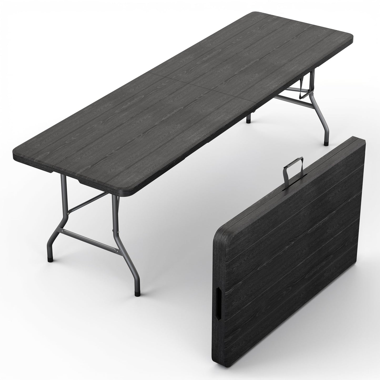 6 Feet Foldable Table with Built in Handle & Steel Legs | 6FT Heavy Duty Folding Portable | Perfect for Party, Dining, Wedding, Events, Picnic Indoor, Outdoor, Camping, Utility, Folding - 6 Foot