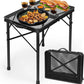 2Ft Small Folding Table with Carry Handle, Camping Table Adjustable Height 10.6–22 in, Black Metal Mesh, Portable & Compact for Outdoor/Indoor,Grill Table, 23.6×15.8 in, 4 lb, 66 lb Capacity