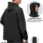 Men Lightweight Waterproof Rain Jacket Hooded Windbreaker Packable Outdoor Coat for Golf Running Hiking Travel