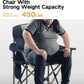 Heavy Duty Camping Chair 500LBS Capacity, Oversized Folding Chair for Heavy People, Padded Portable Outdoor Chair with Cooler Bag & Cup Holder for Camping, Fishing, Beach