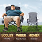 Oversized Folding Camping Chair, for Adults Heavy Duty Lawn Chair with Side Pockets, Portable Collapsible Quad Chair for Outside, Support Up to 500lbs, Grey