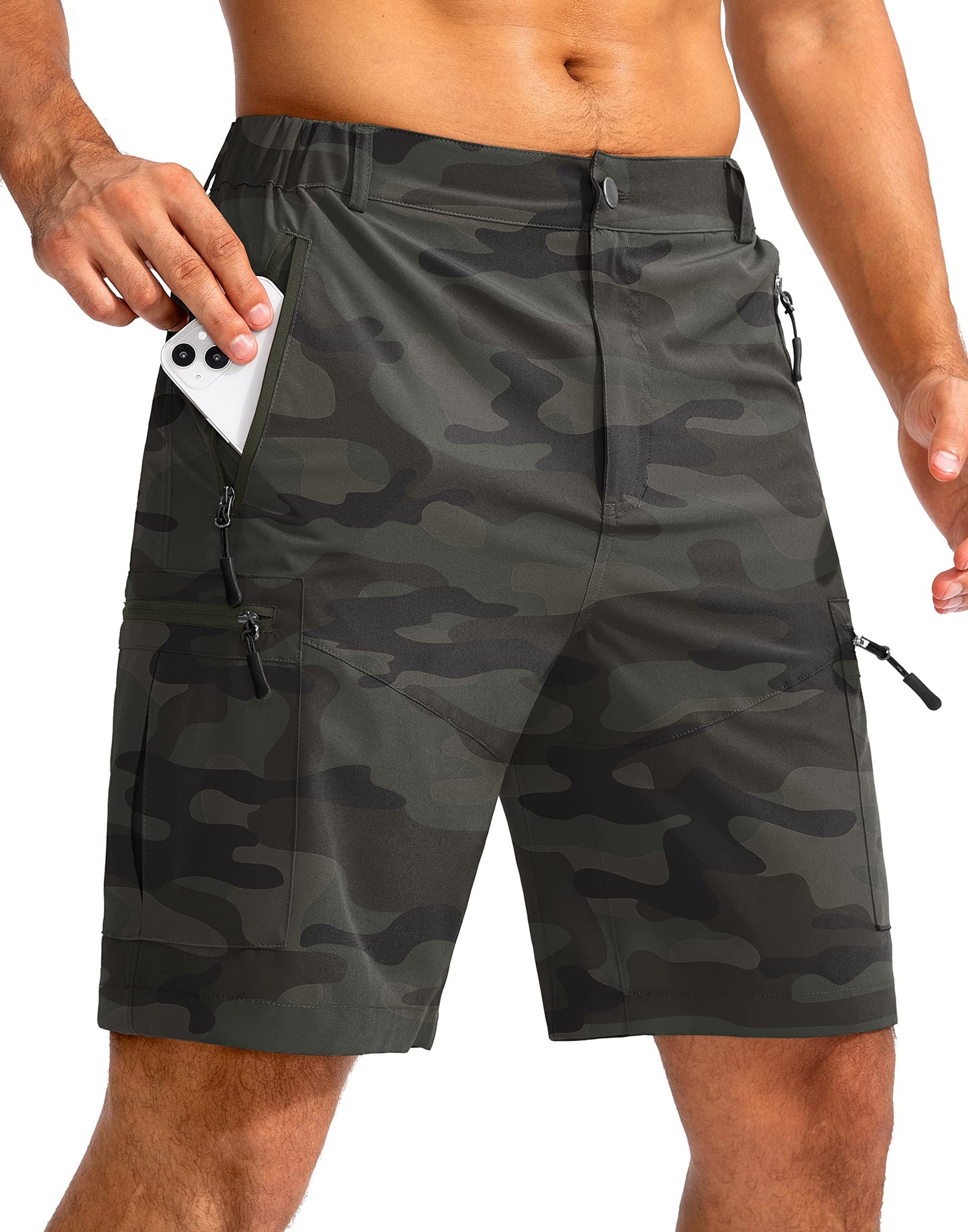 Men's Hiking Cargo Shorts 9"/7"/11" Lightweight Outdoor Shorts for Men Trip Golf Camping Casual with 5 Zipper Pockets