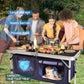 Outdoor Folding Table Aluminum Lightweight Height Adjustable with Storage Organizer for BBQ, Party, Camping