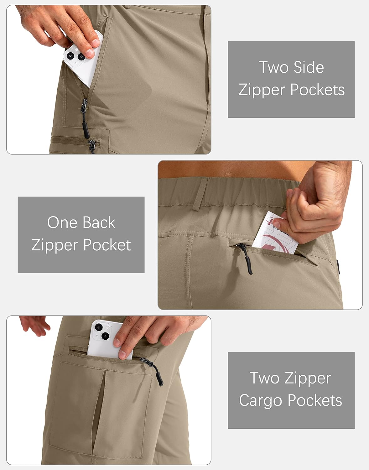 Men's Hiking Cargo Shorts 9"/7"/11" Lightweight Outdoor Shorts for Men Trip Golf Camping Casual with 5 Zipper Pockets