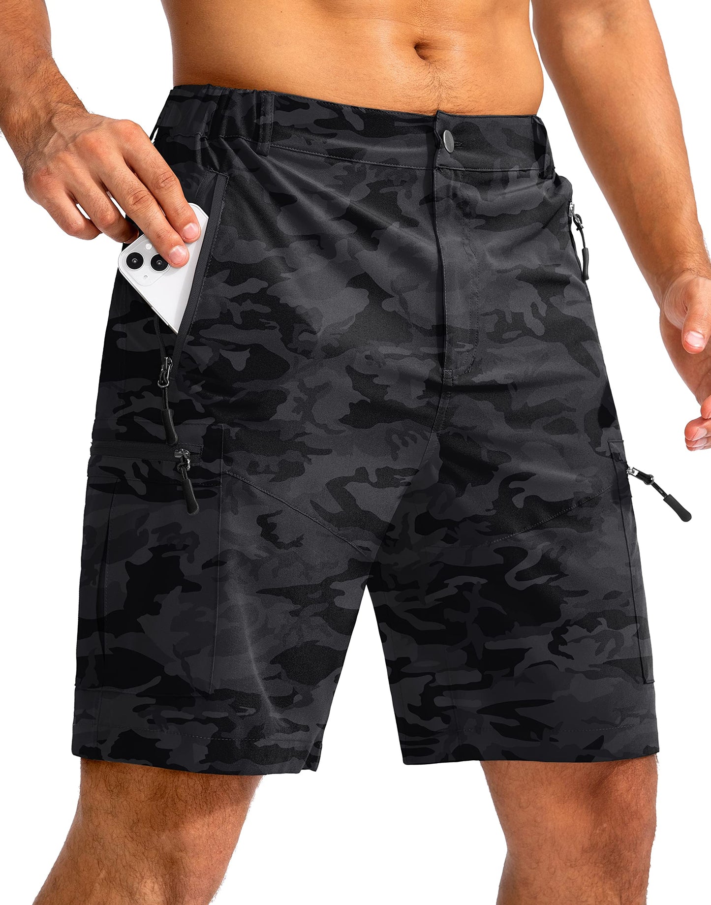 Men's Hiking Cargo Shorts 9"/7"/11" Lightweight Outdoor Shorts for Men Trip Golf Camping Casual with 5 Zipper Pockets