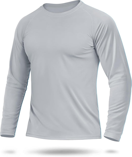 Men's UPF 50+ Sun Protection UV SPF Shirts Long Sleeve Lightweight Quick Dry Swim T-Shirts Rash Guard