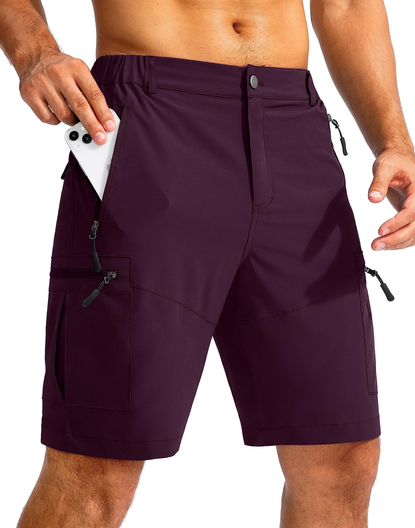 Men's Hiking Cargo Shorts 9"/7"/11" Lightweight Outdoor Shorts for Men Trip Golf Camping Casual with 5 Zipper Pockets
