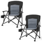 Oversized Folding Camping Chair, for Adults Heavy Duty Lawn Chair with Side Pockets, Portable Collapsible Quad Chair for Outside, Support Up to 500lbs, Grey