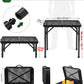 2Ft Small Folding Table with Carry Handle, Camping Table Adjustable Height 10.6–22 in, Black Metal Mesh, Portable & Compact for Outdoor/Indoor,Grill Table, 23.6×15.8 in, 4 lb, 66 lb Capacity