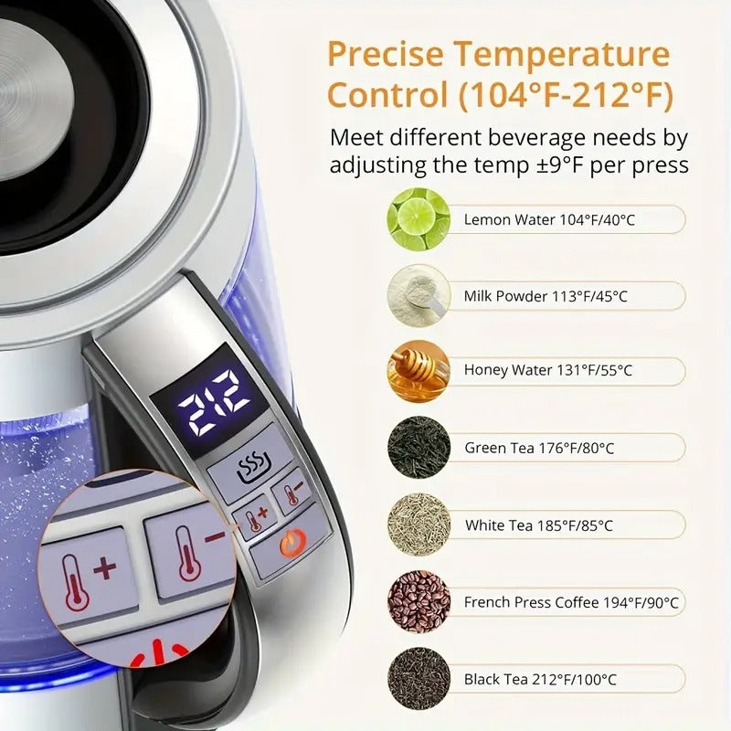 electric kettle 1 8l electric glass kettle 12 temperature - Temu