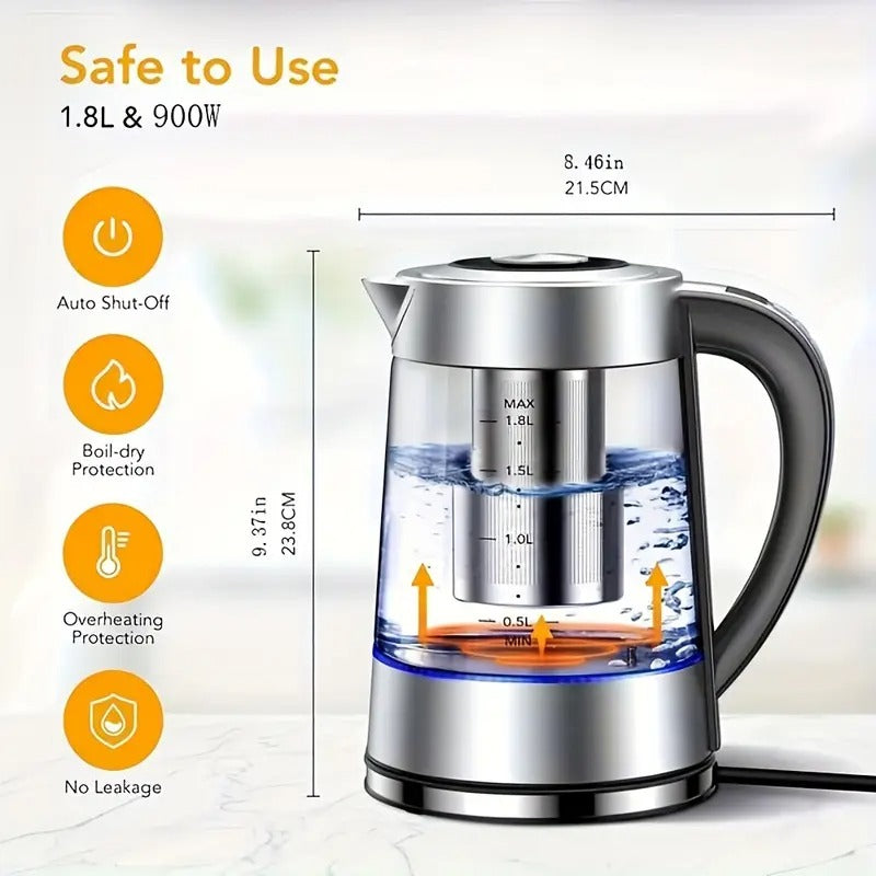 electric kettle 1 8l electric glass kettle 12 temperature - Temu