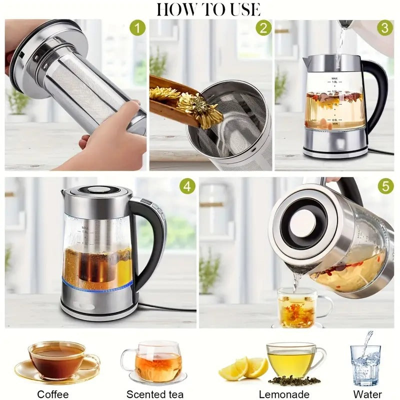 electric kettle 1 8l electric glass kettle 12 temperature - Temu